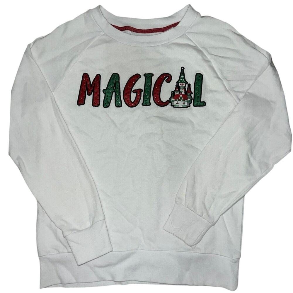 Disney Parks Christmas Magical Sweatshirt White Womens Small